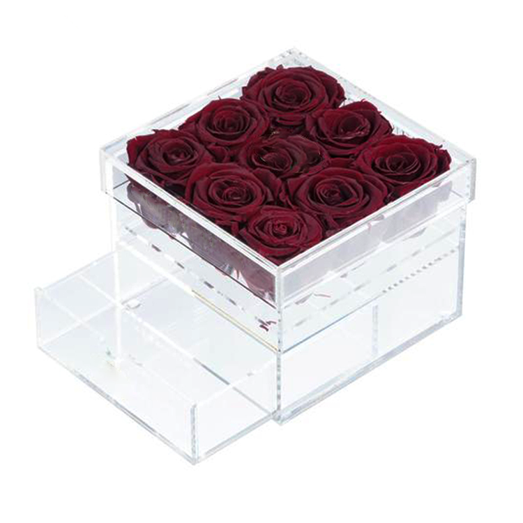 Boîte à fleurs en acrylique avec tiroir