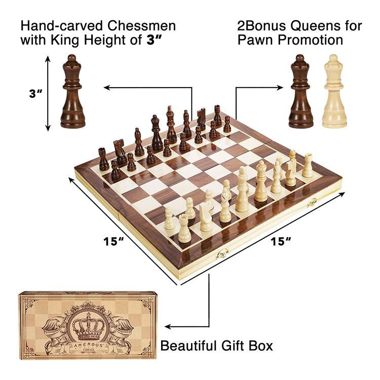 Plateau de jeu d'échecs en bois